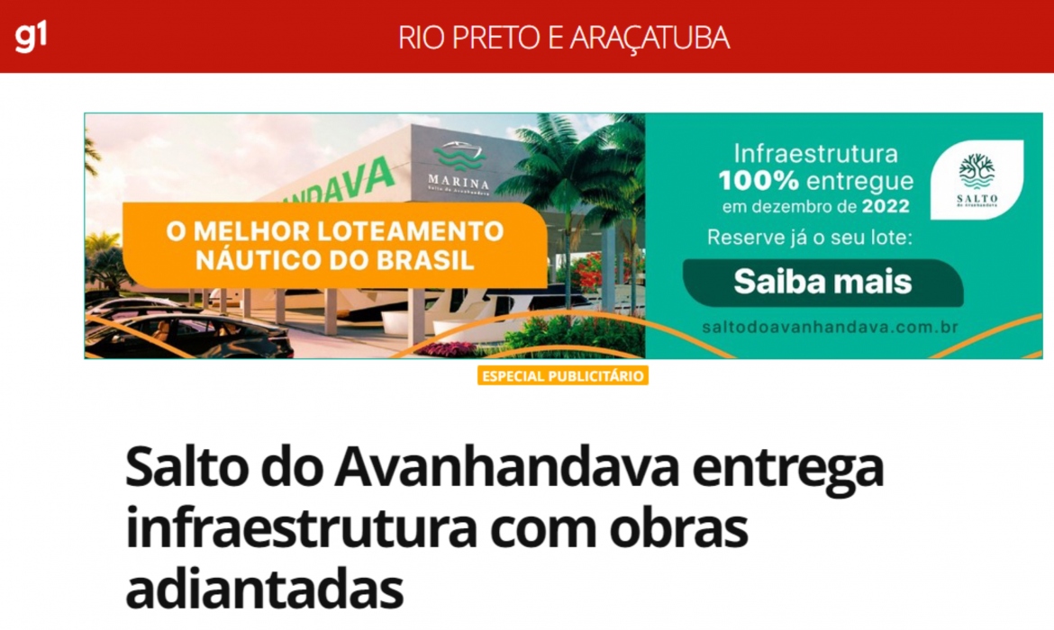 O condomínio residencial Salto do Avanhandava é notícia no portal G1